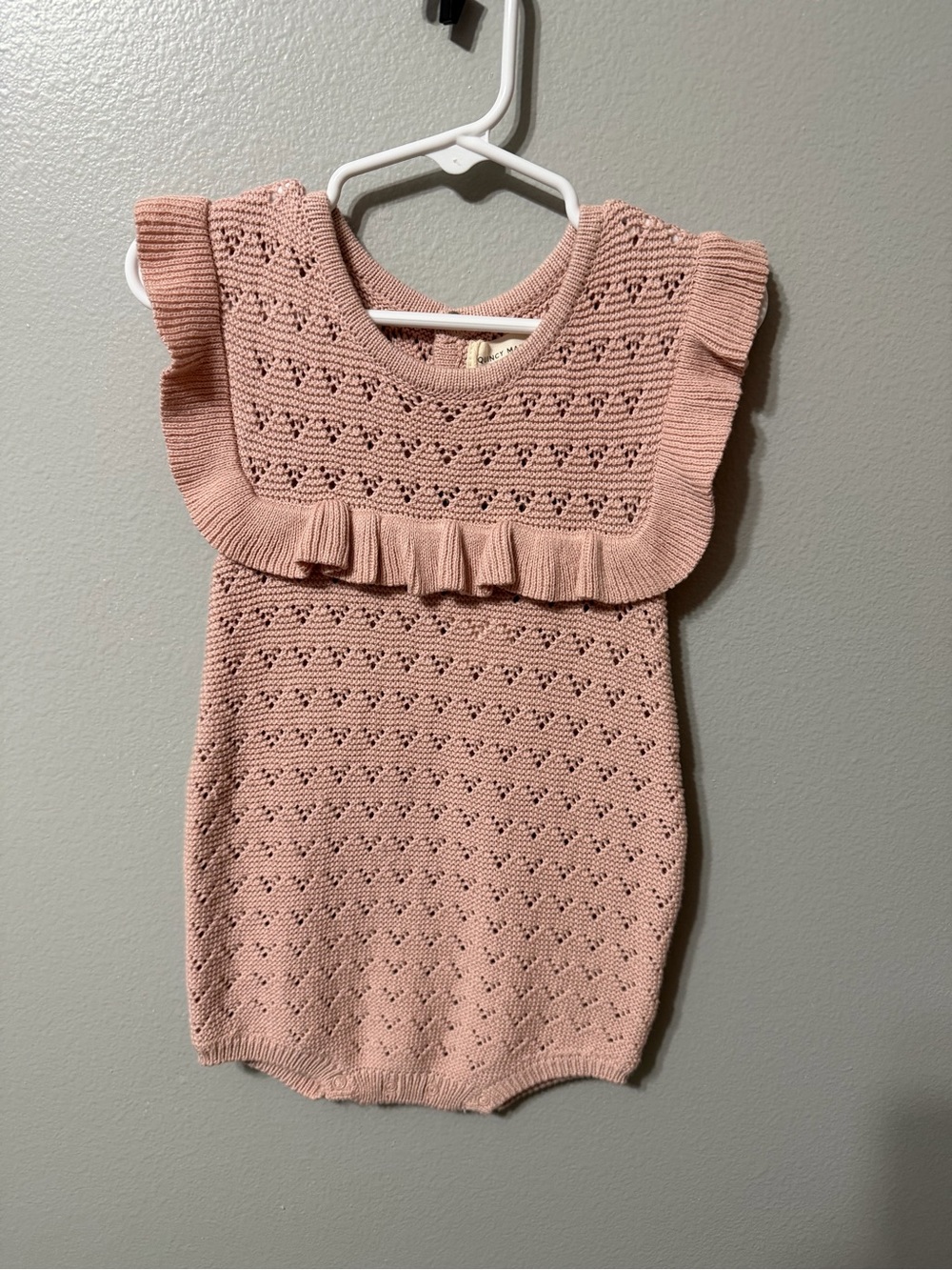 Quincy Mae Dusty Pink Knit Ruffle Romper